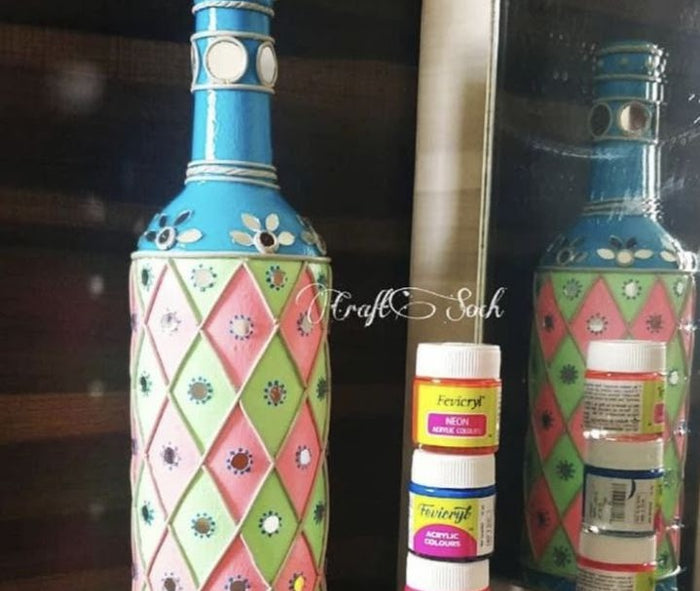 Bottle Art using clay & thread