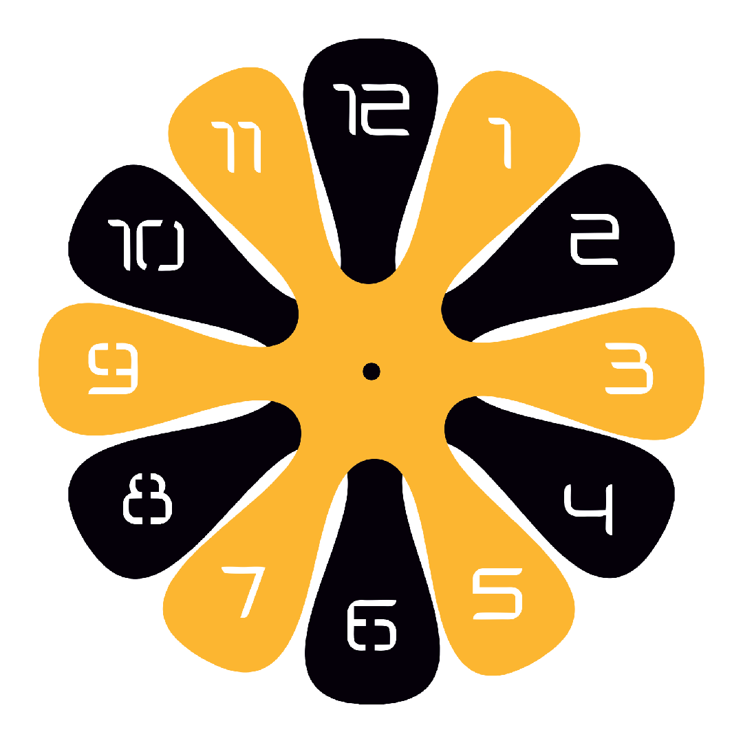 Black & White Dial Flower clock