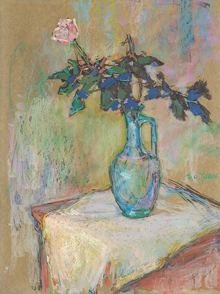 Flower pot Oil Pastel Drawing