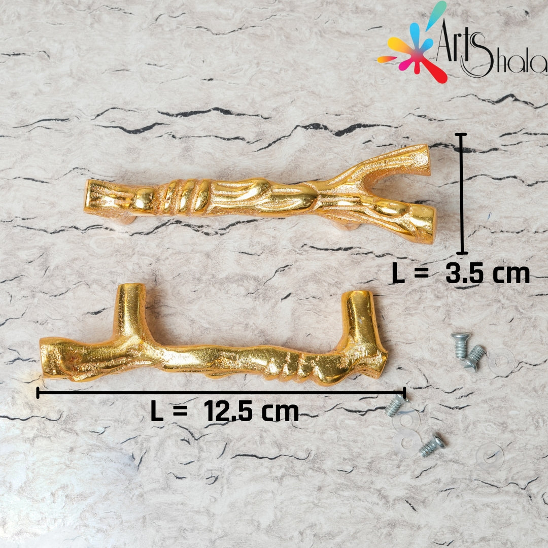 Golden Tree Branch Metal Tray handle