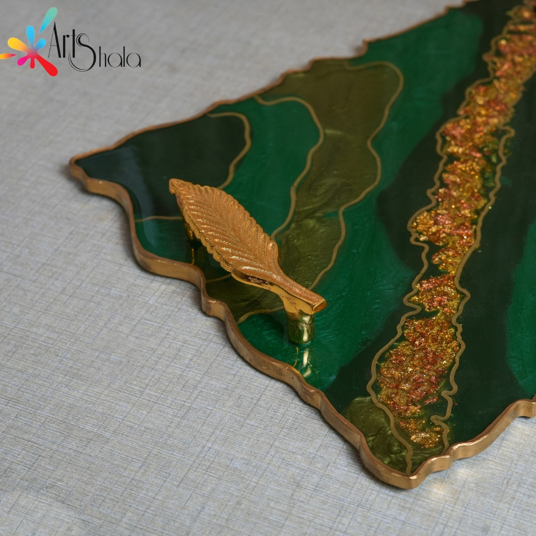 Golden Metal leaf Tray handle