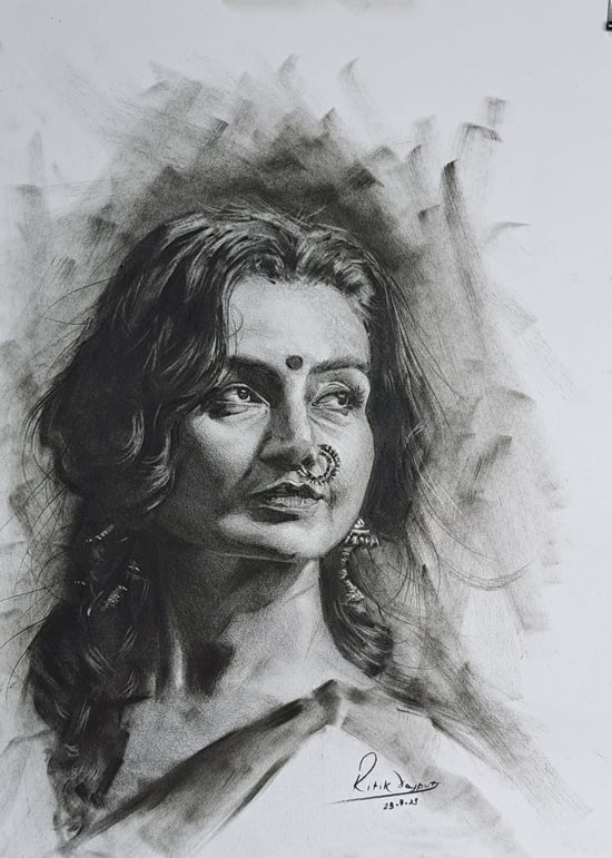 Lady Crochet Art Drawing