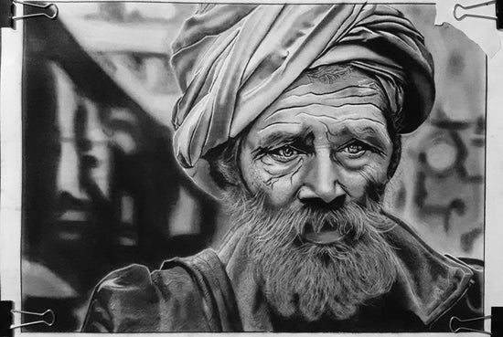 Old Man Crochet Art Drawing