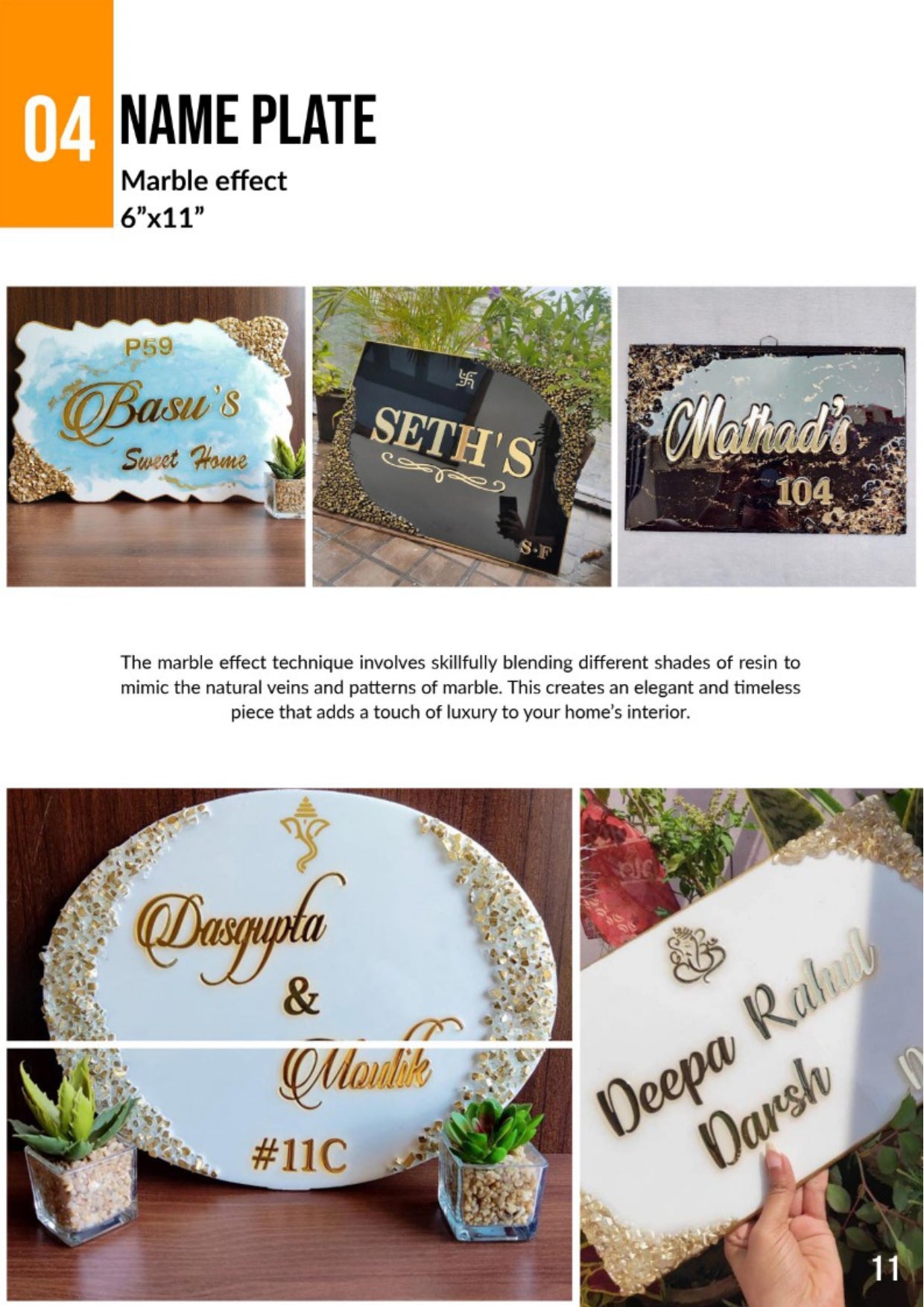Marble Effect Name Plate