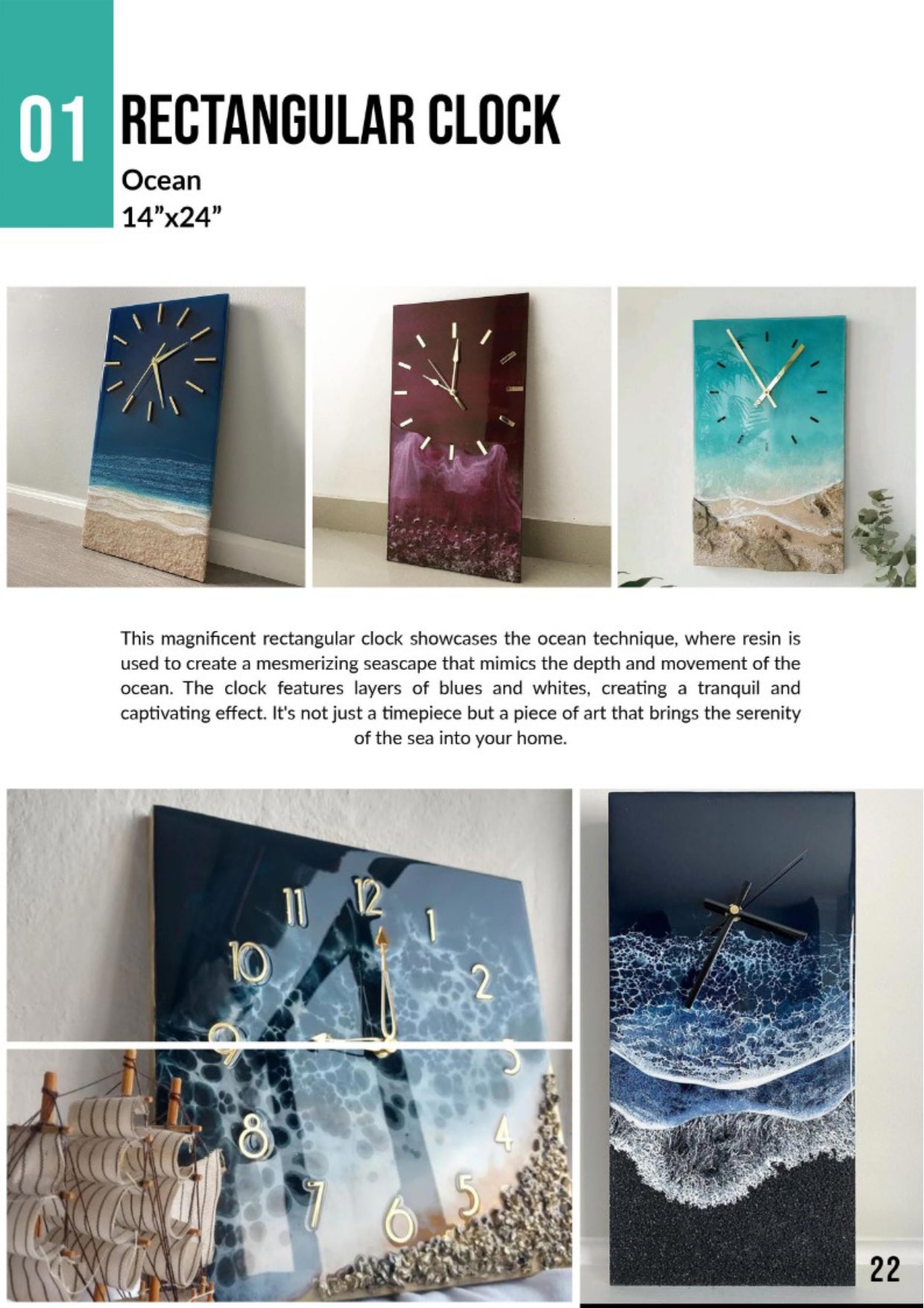 Ocean Rectangular Clock