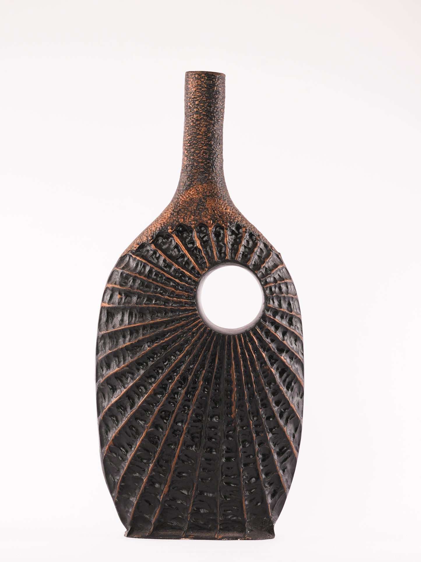 Ridged Tall Ceramic Vase