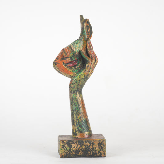 Ceramic Hand on Chin Reflective Mood Sculpture