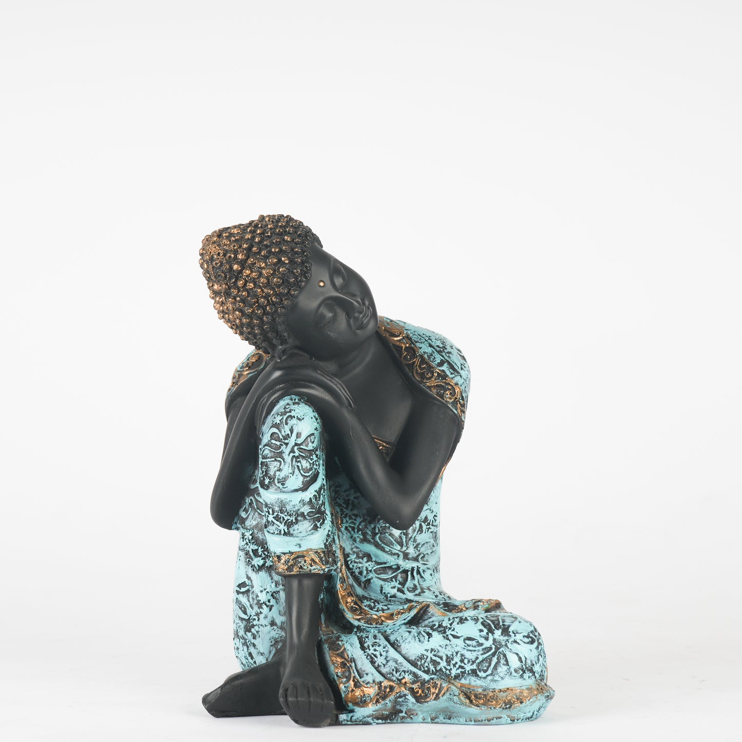 Black Polyresin Thinking Buddha