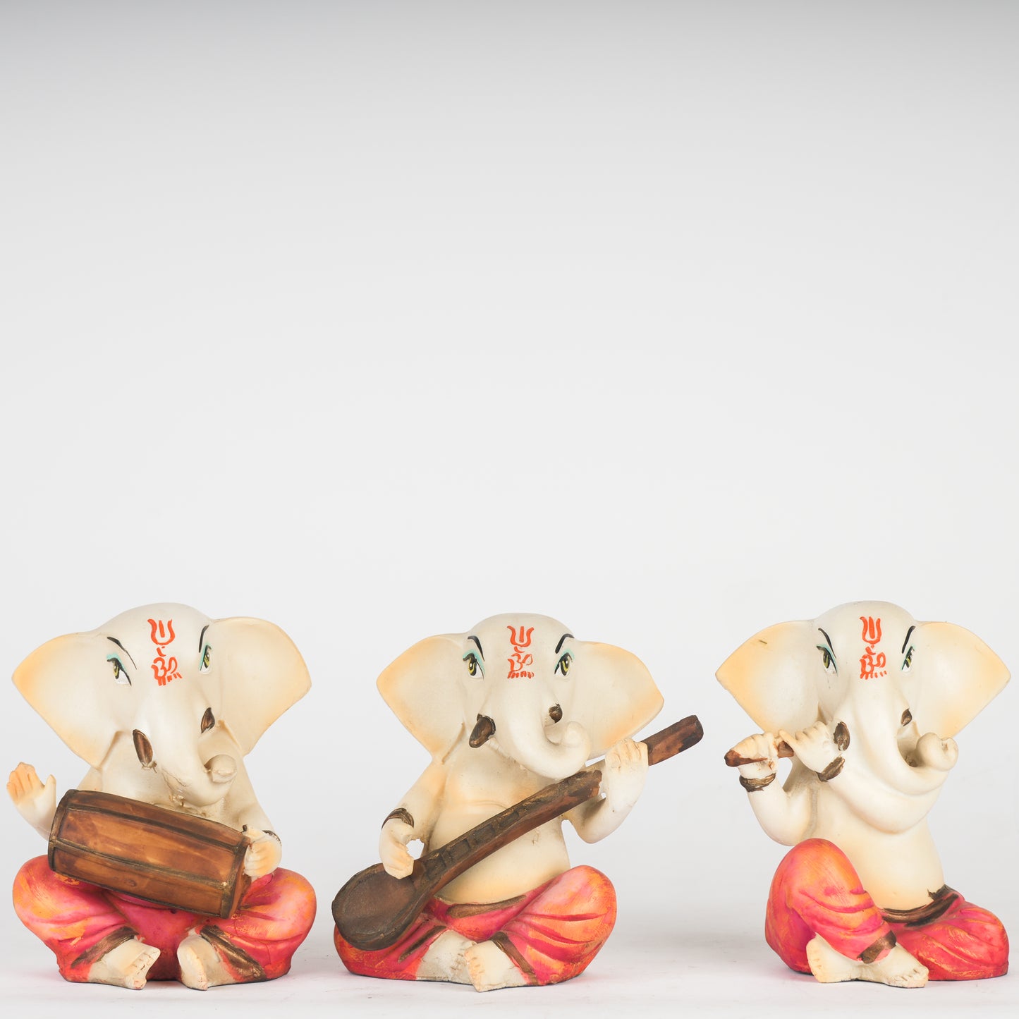 Pair of 3 Musical Ganesha Statue in Polyresin