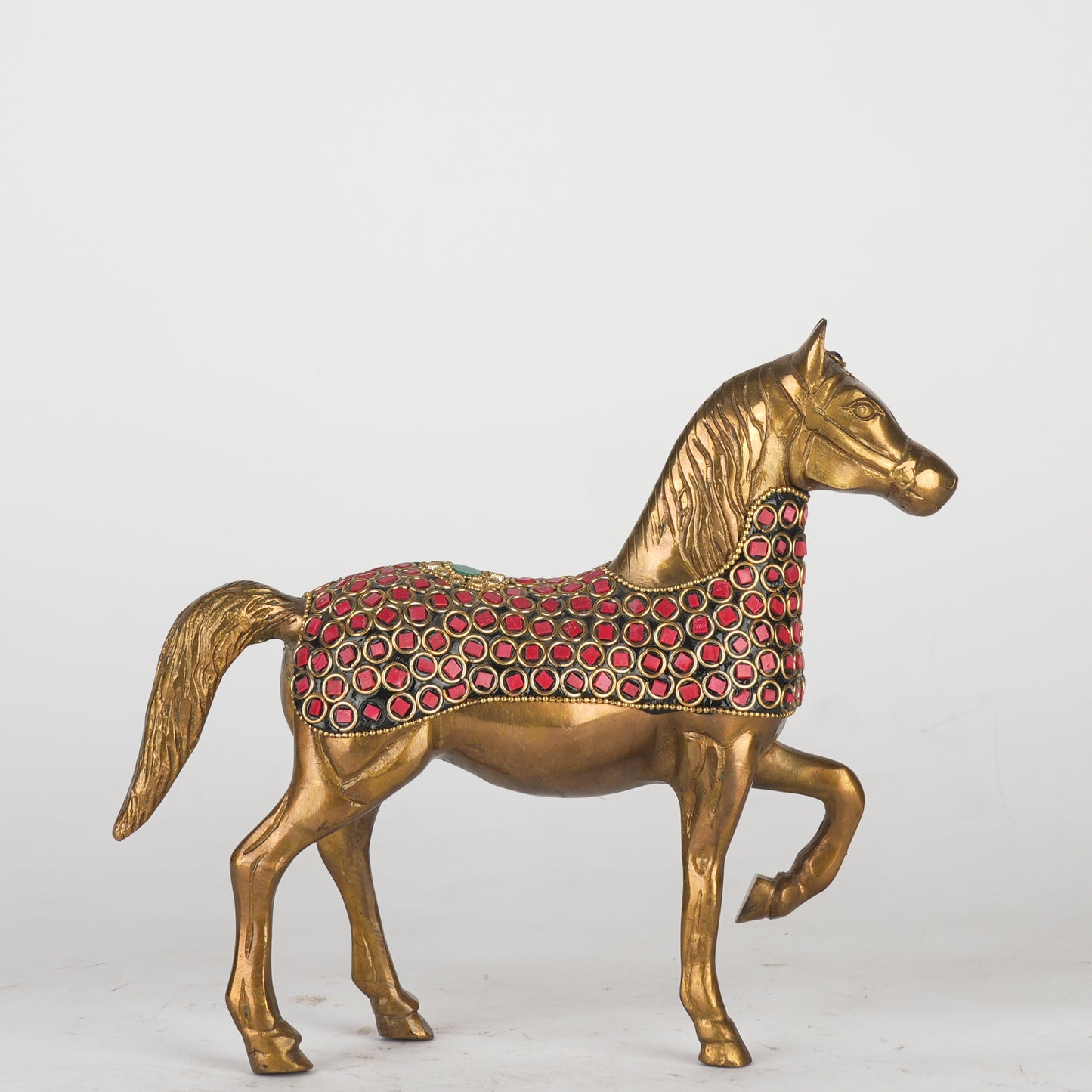 Brass Walking Horse Statue