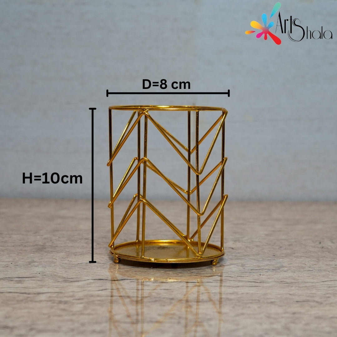 Round Iron Wire Metal Pen Holder Golden