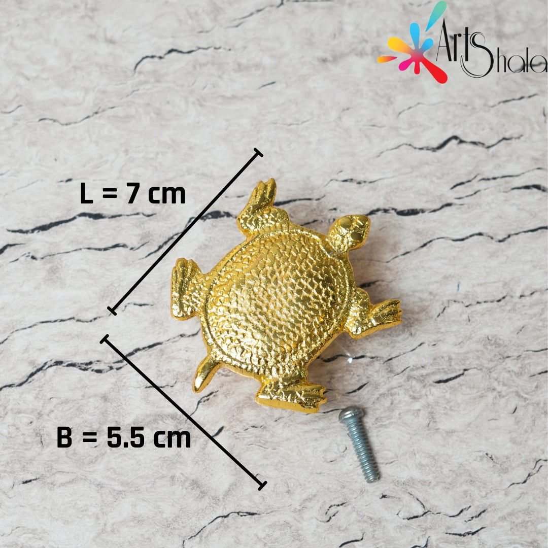 Turtle-shaped Blessing Fortune Golden Money Turtle Metal Handle Golden