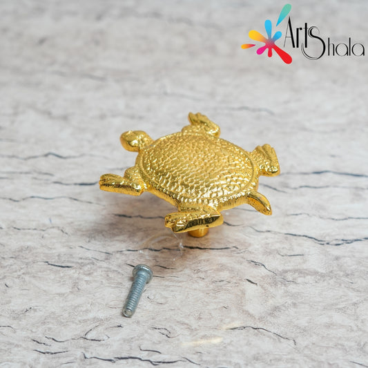 Turtle-shaped Blessing Fortune Golden Money Turtle Metal Handle Golden
