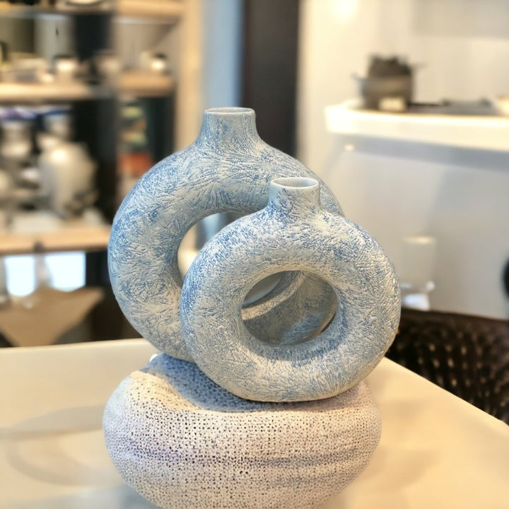 Textured Donut Vase: Set Of Two