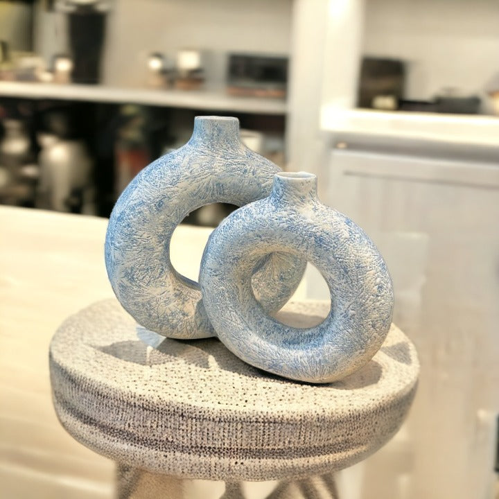 Textured Donut Vase: Set Of Two