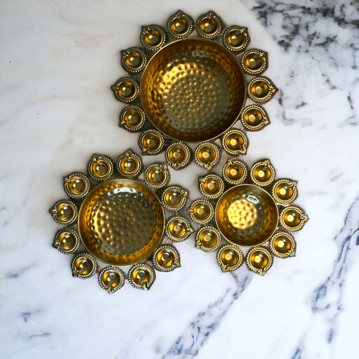 Brass Diya Urli Set of 3