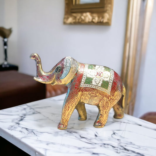 Brass Handmade multicolor Elephant
