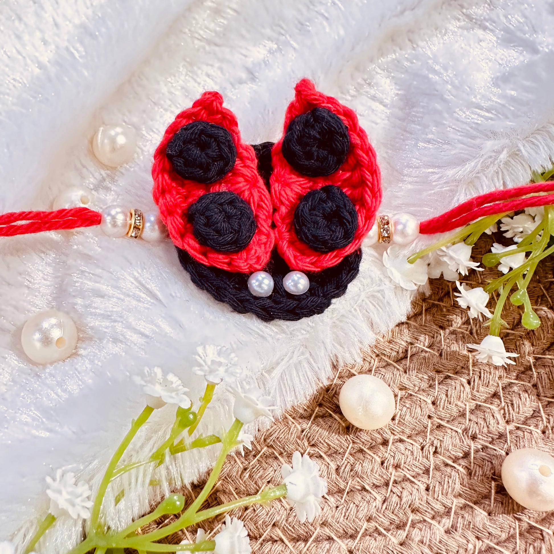 ladybug corchet rakhi