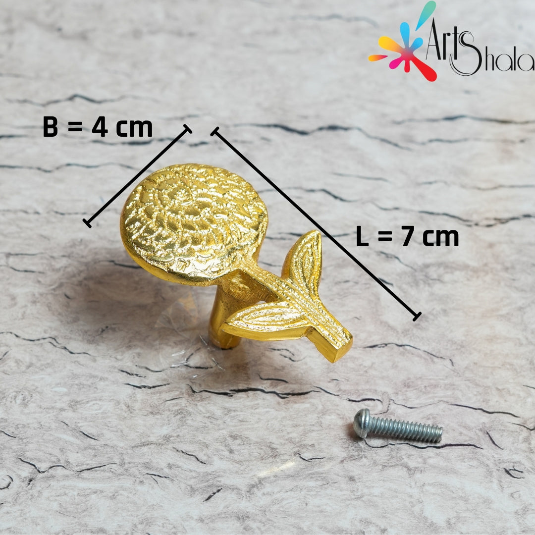 Flower-shaped Metal Tray Handle Golden