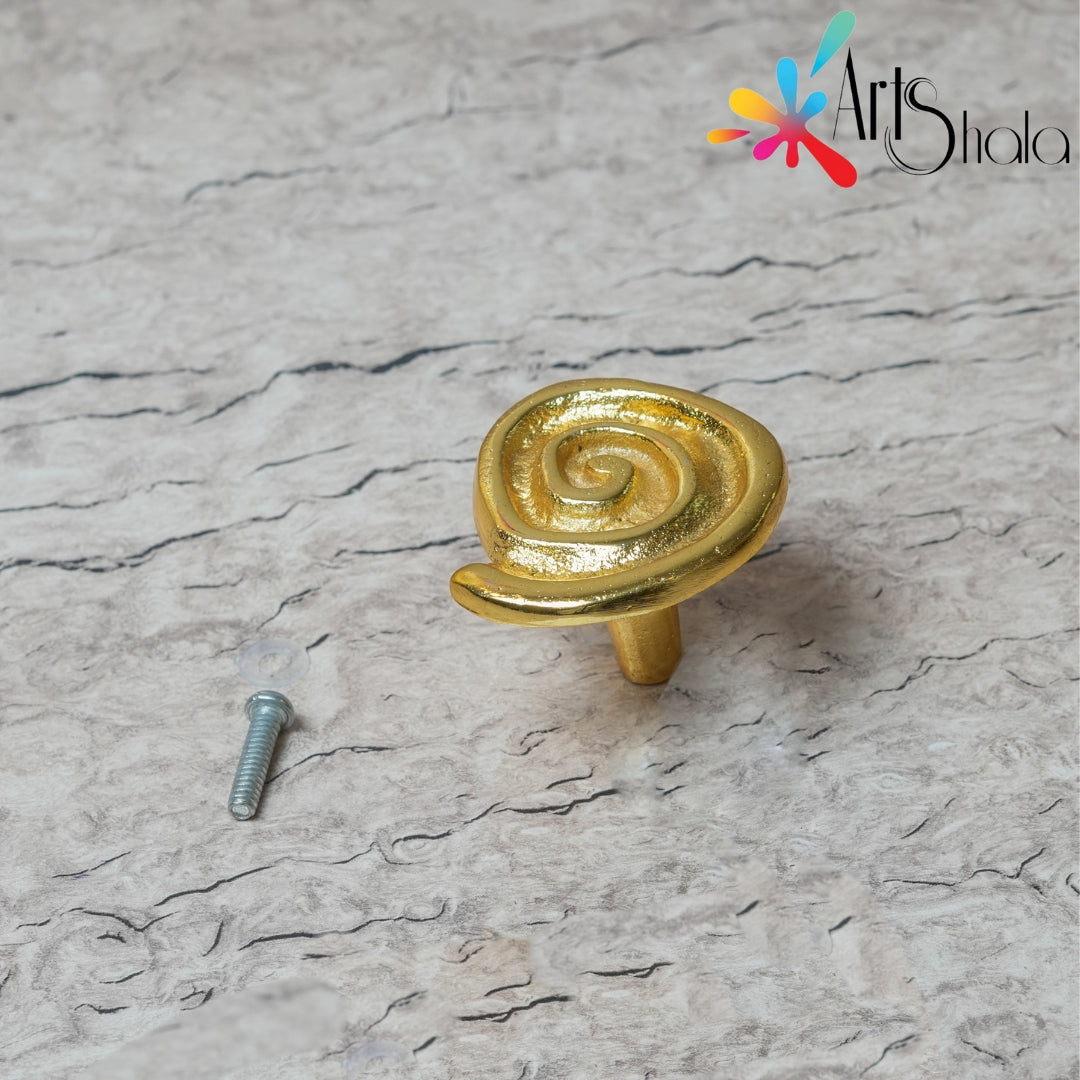 Spiral-shaped Metal Tray Handle Golden