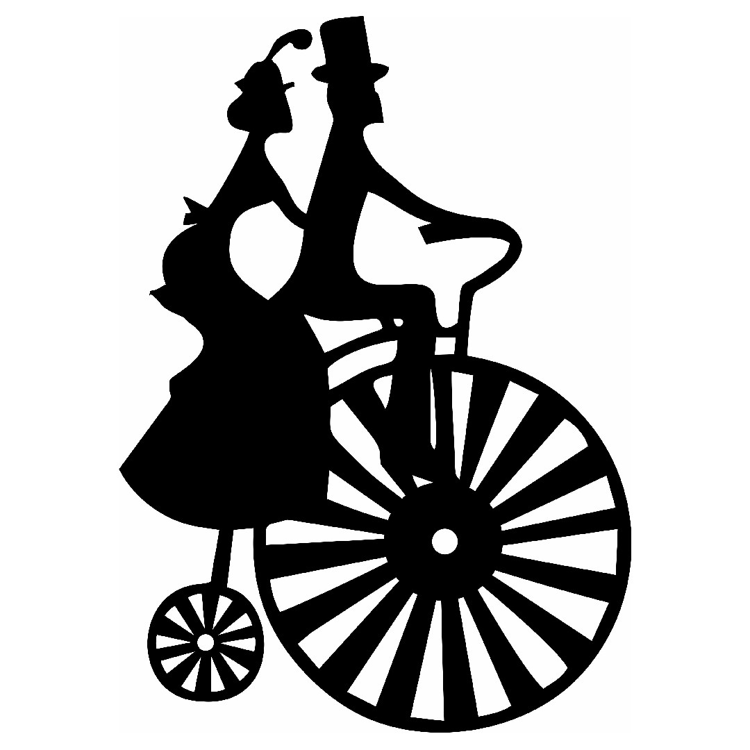 Victorian Cyclists Silhouette CDR Vector Design