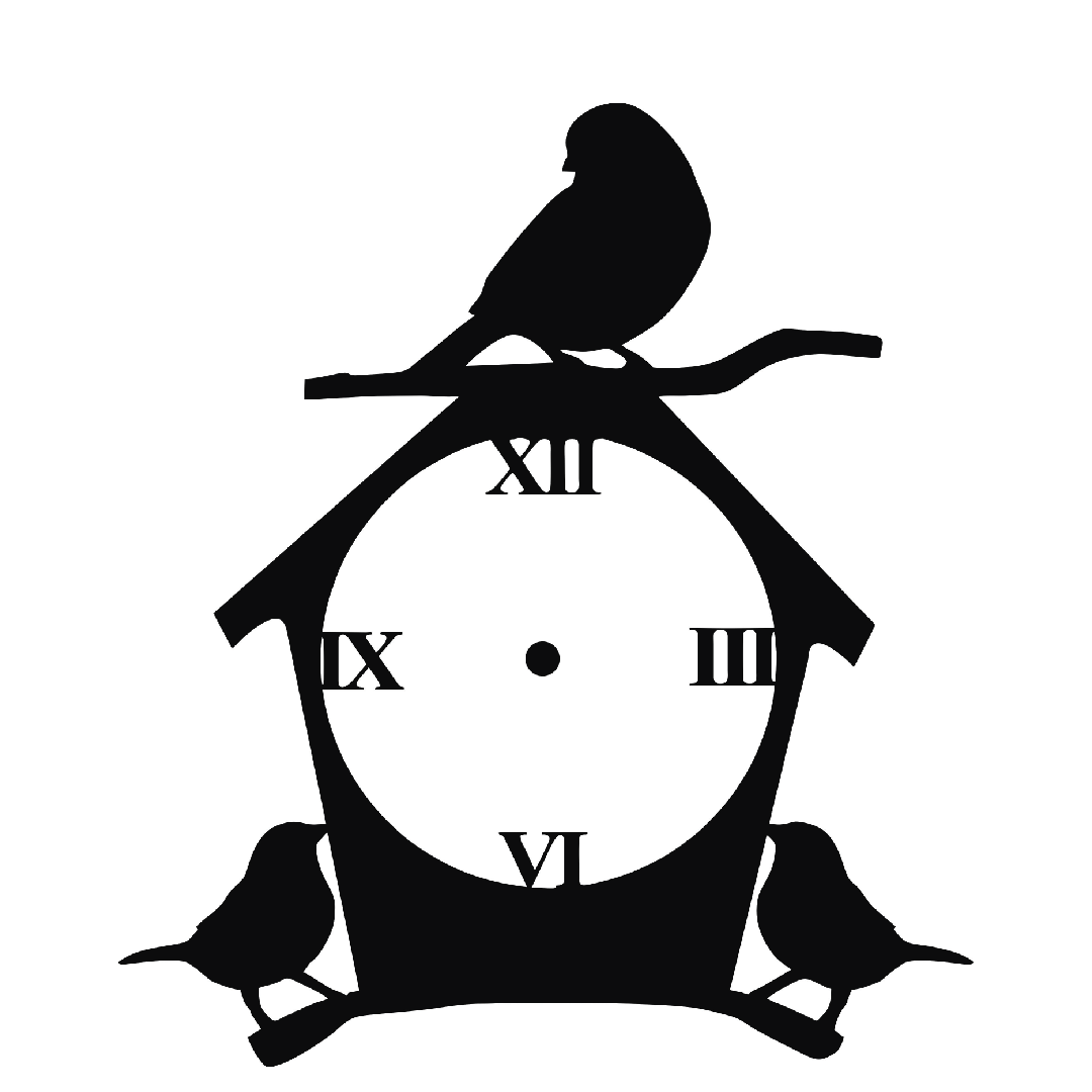 Avian Silhouette Mantel Clock CDR Vector Design