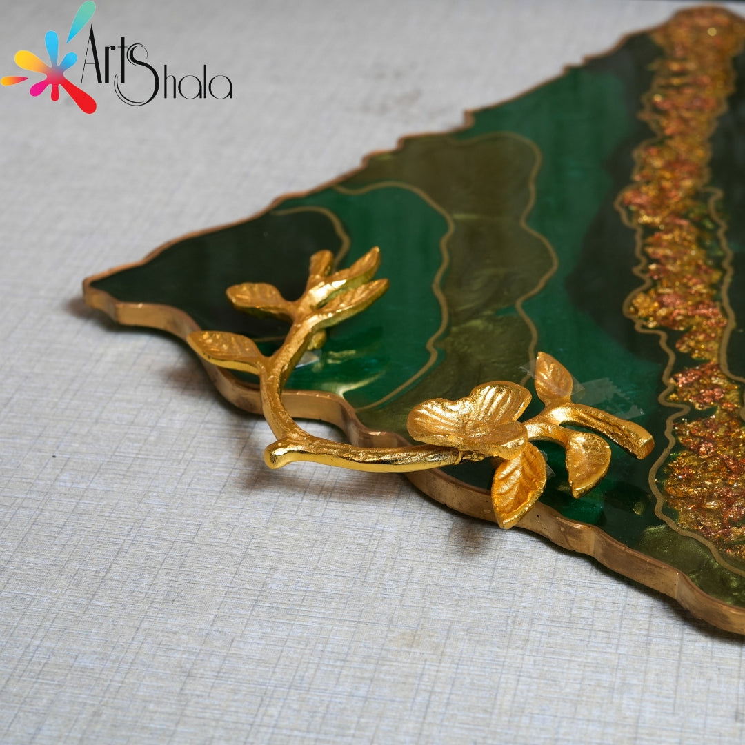 Golden Lotus Metal Leaf Tray Handles