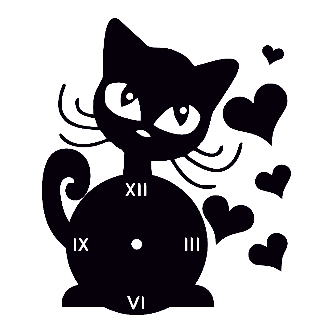 Whiskered Love Cat Clock CDR Vector Design