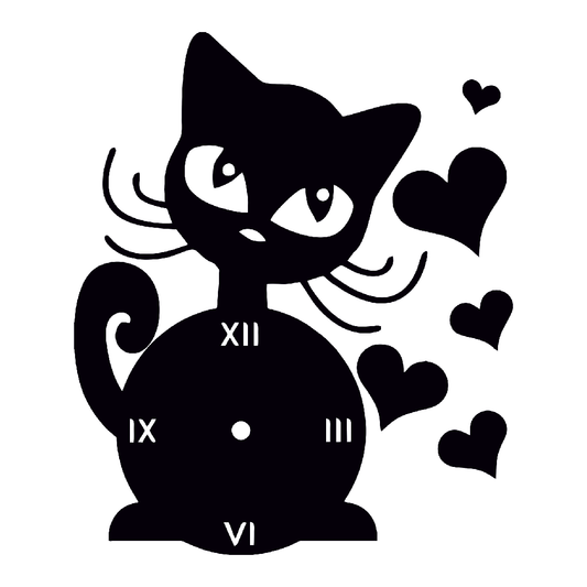 Whiskered Love Cat Clock